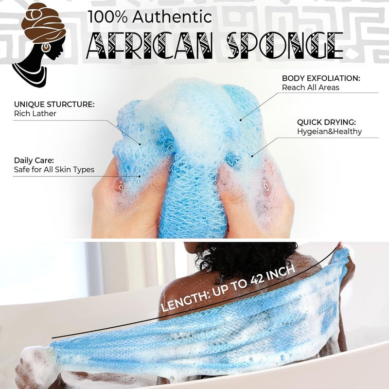 RelaxScene African Net Sponge with Knots - 2 Pieces Exfoliating Body Scrubber Bath Sponge - Back Scrubber Washcloth for Shower - Real African Scrub Exfoliator Body Care for Women - Image 2